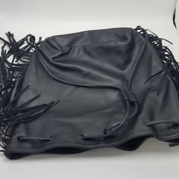 Victoria Secret Black Fringe Backpack Purse - Picture 4 of 6